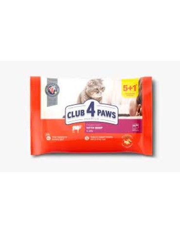 CLUB 4 PAWS CAT ADULT POUCH MULTIPACK JELLY ΒΟΔΙΝΟ